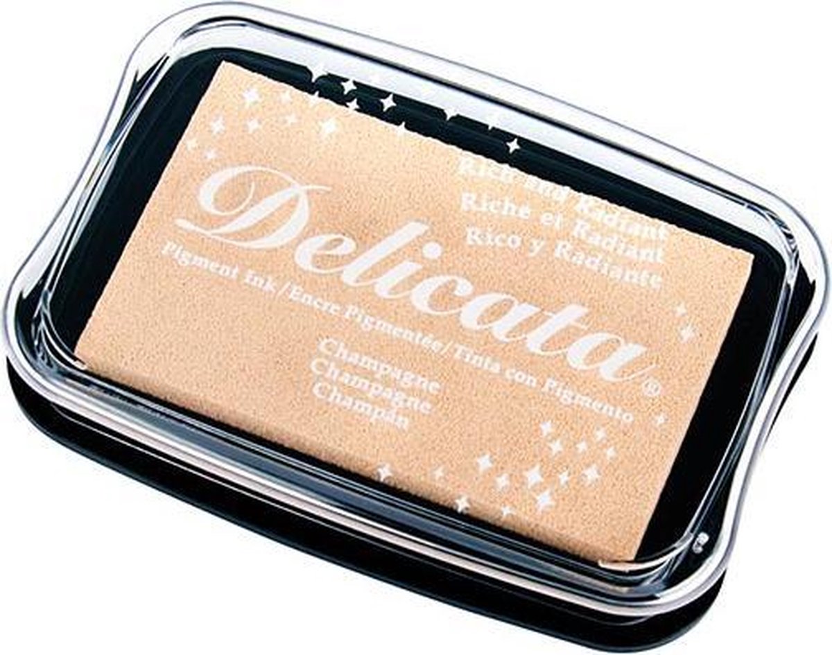 DE-000-196 Delicata stempelkussen - glitter champagne - inktkussen sneldrogende inkt metallic glimmer effect trouwkaart