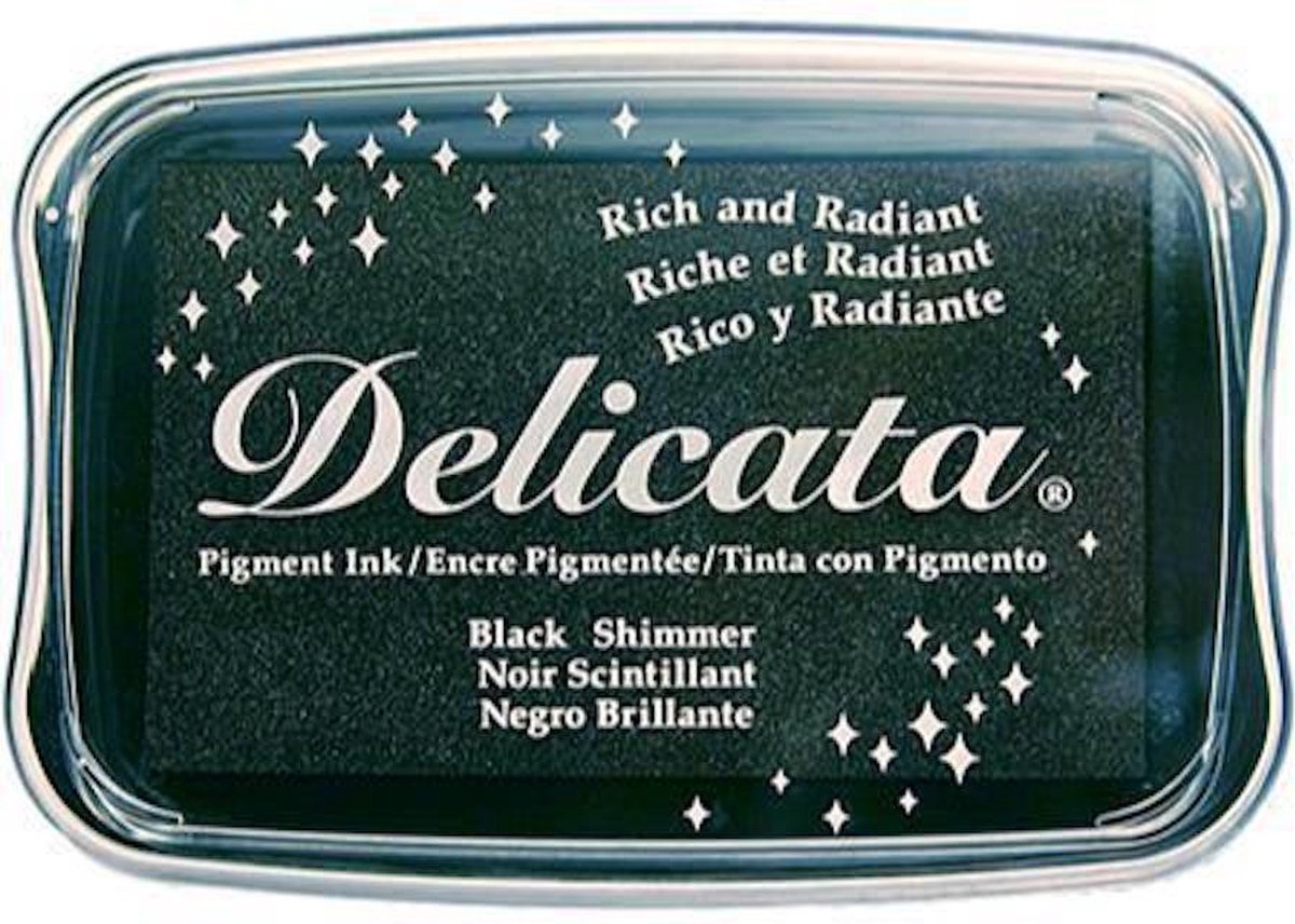 Delicata inktkussen Black shimmer glitter zwart DE-000-382 inkt stempelinkt stempelkussen