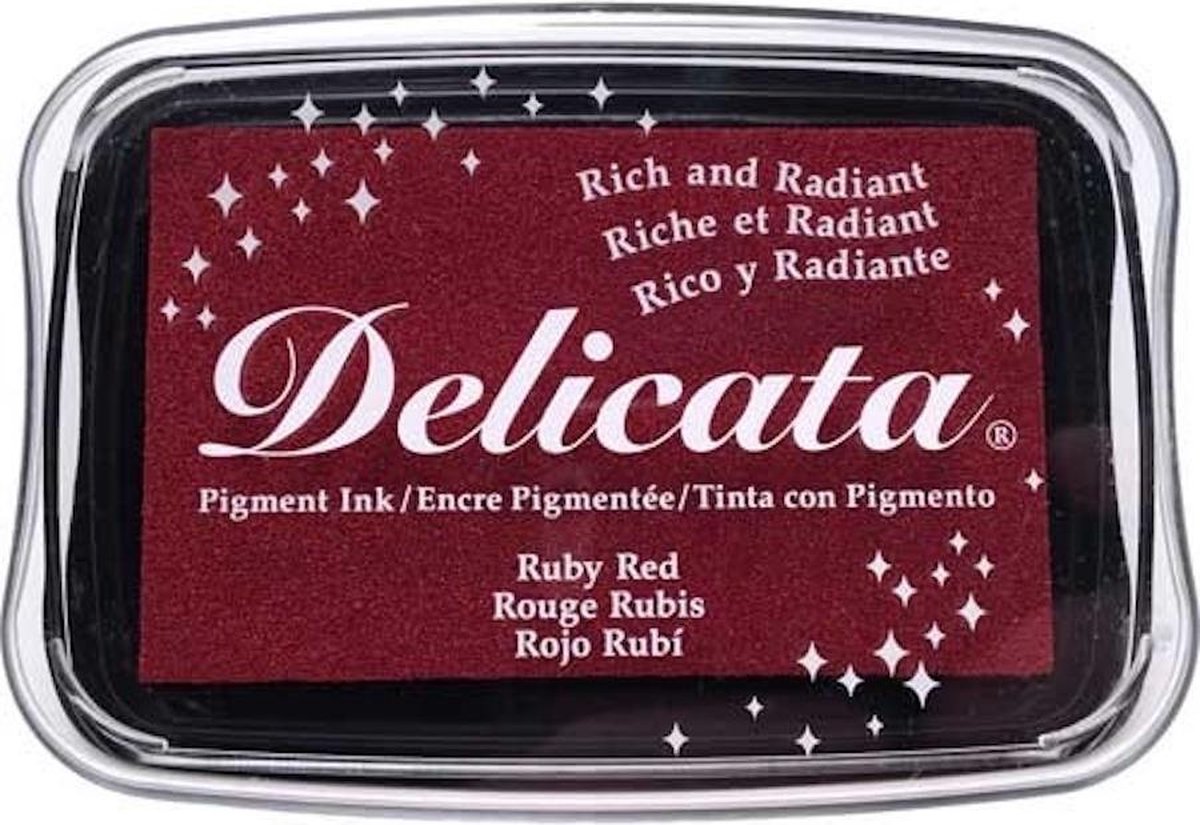 Delicata inktkussen Ruby Red shimmer glitter rood DE-000-325 inkt stempelinkt stempelkussen