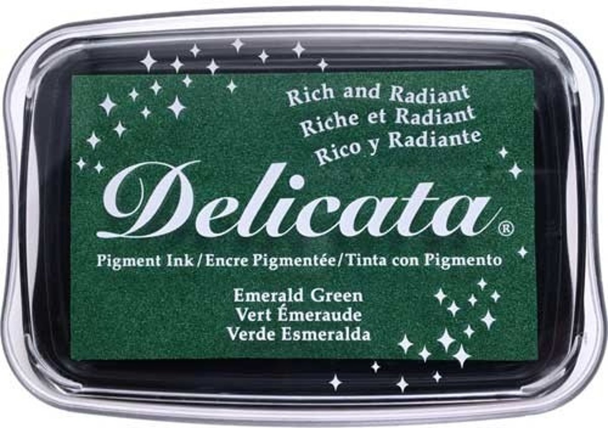 Delicata stempelkussen Emerald Green groen gkimmer glitter