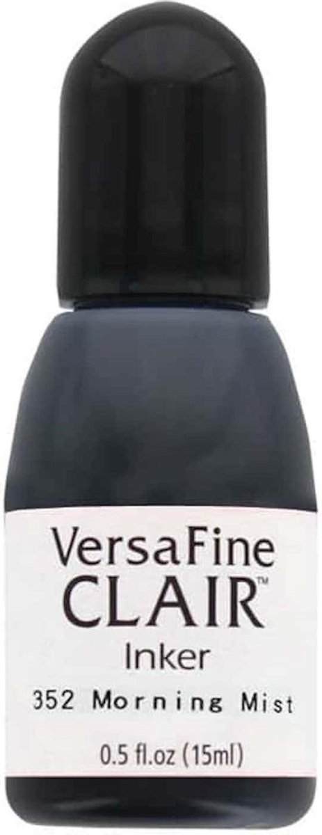 RF-000-352 - Versafine Clair - refill stempelinkt - navul flacon 15 ml - Morning mist grijs - navulling inkt zwart - permanent