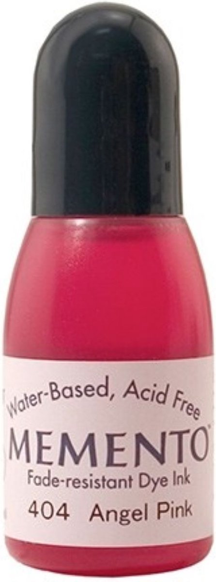 RM-000-404 Memento inkt angel pink - refill bottle - navulling baby roze drop - 15 ml - waterbasis zuurvrij stempelinkt