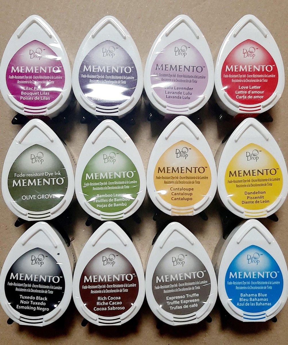 Tsukineko 12x Memento stempelkussen - dewdrops - dew drops - inktdruppel - set Must have - stempelinkt - inktkussens - dewdrop - fade resistant inkt - 12pack
