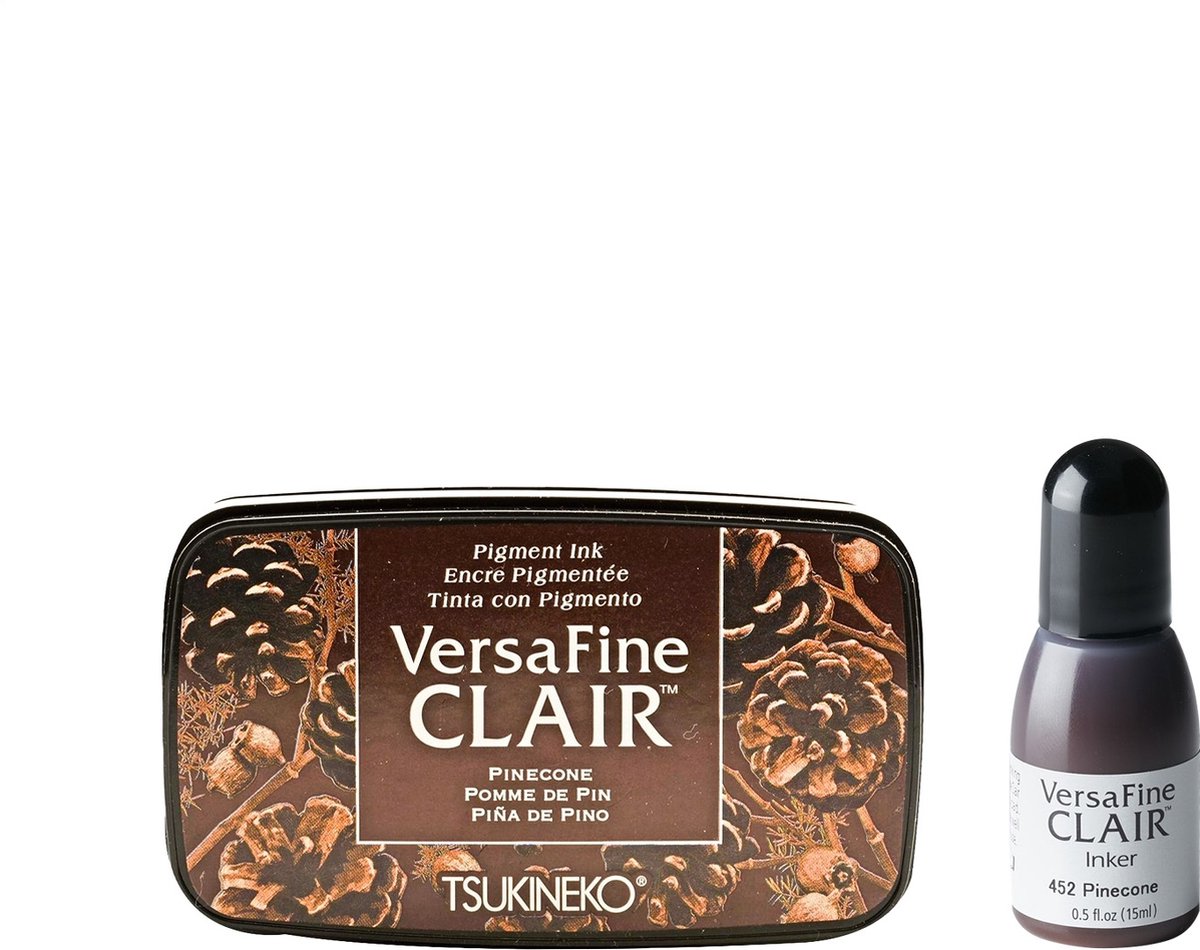 Tsukineko VersaFine Clair Dark Stempelkussen met Navulling - Beige - Pinecone