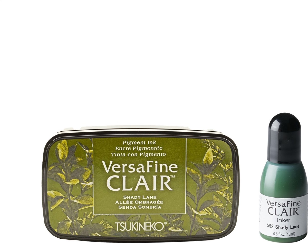 Tsukineko VersaFine Clair Dark Stempelkussen met Navulling - Groen - Shady lane