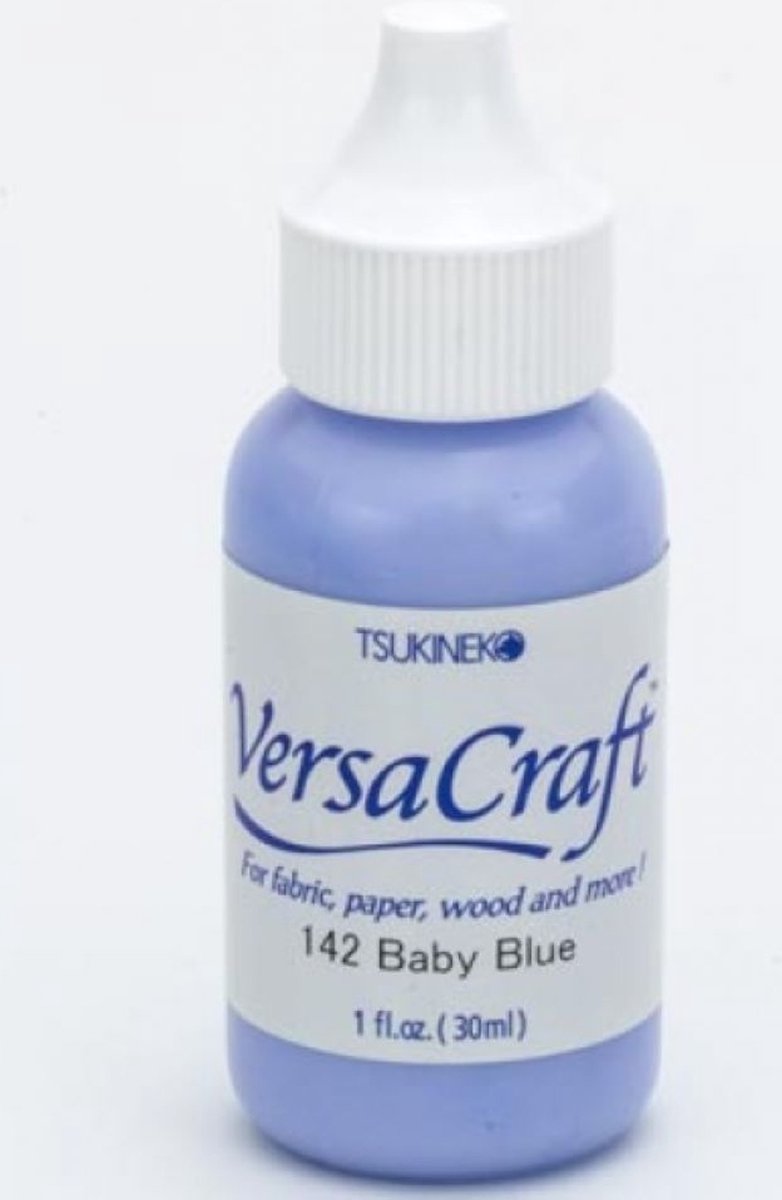   Versacraft 142 baby blue refill - versa craft stempelinkt navul licht blauw 30 ml. - permanente inkt voor stof, papier, hout en meer