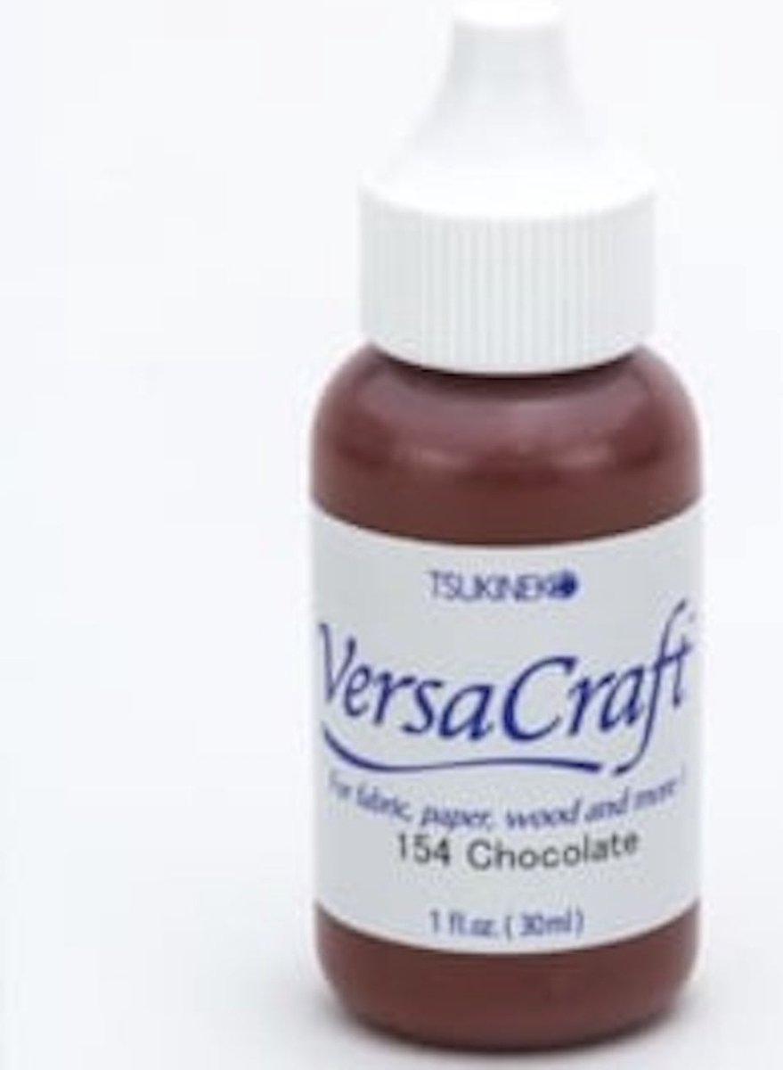   Versacraft 154 chocolate refill - versa craft stempelinkt navul bruin 30 ml. - permanente inkt voor stof, papier, hout en meer