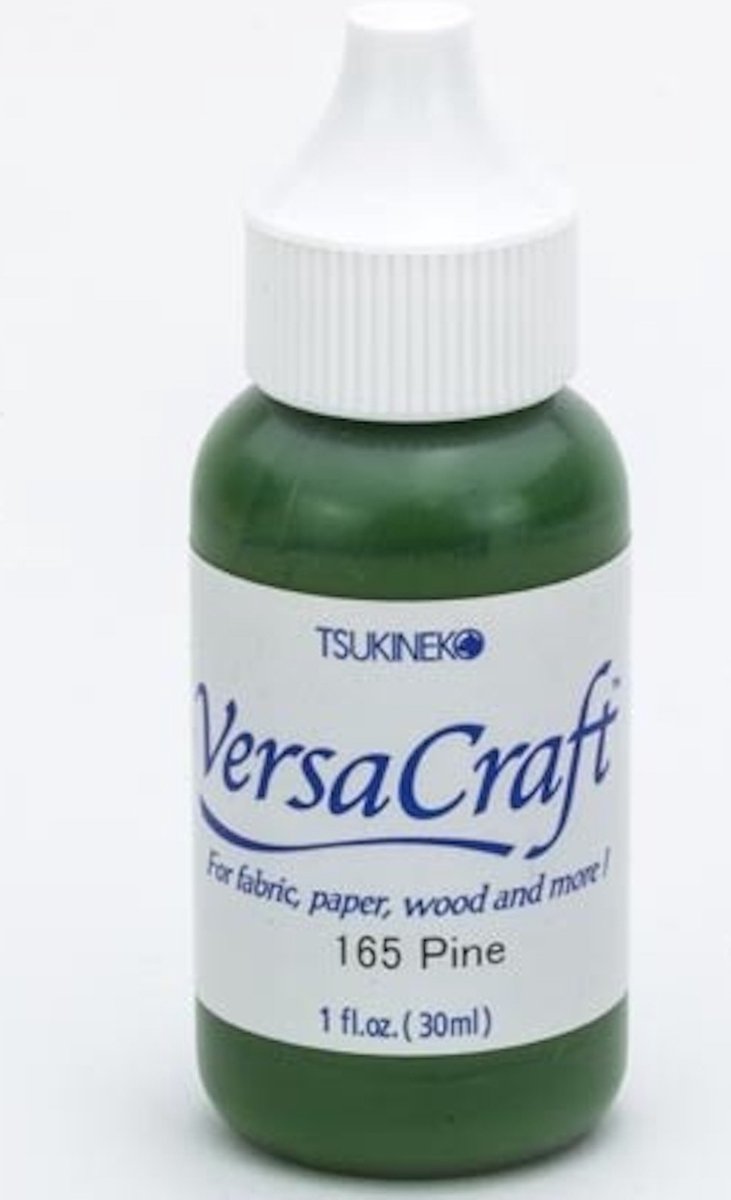   Versacraft 165 Pine green refill - versa craft stempelinkt navul groen 30 ml. - permanente inkt voor stof, papier, hout en meer