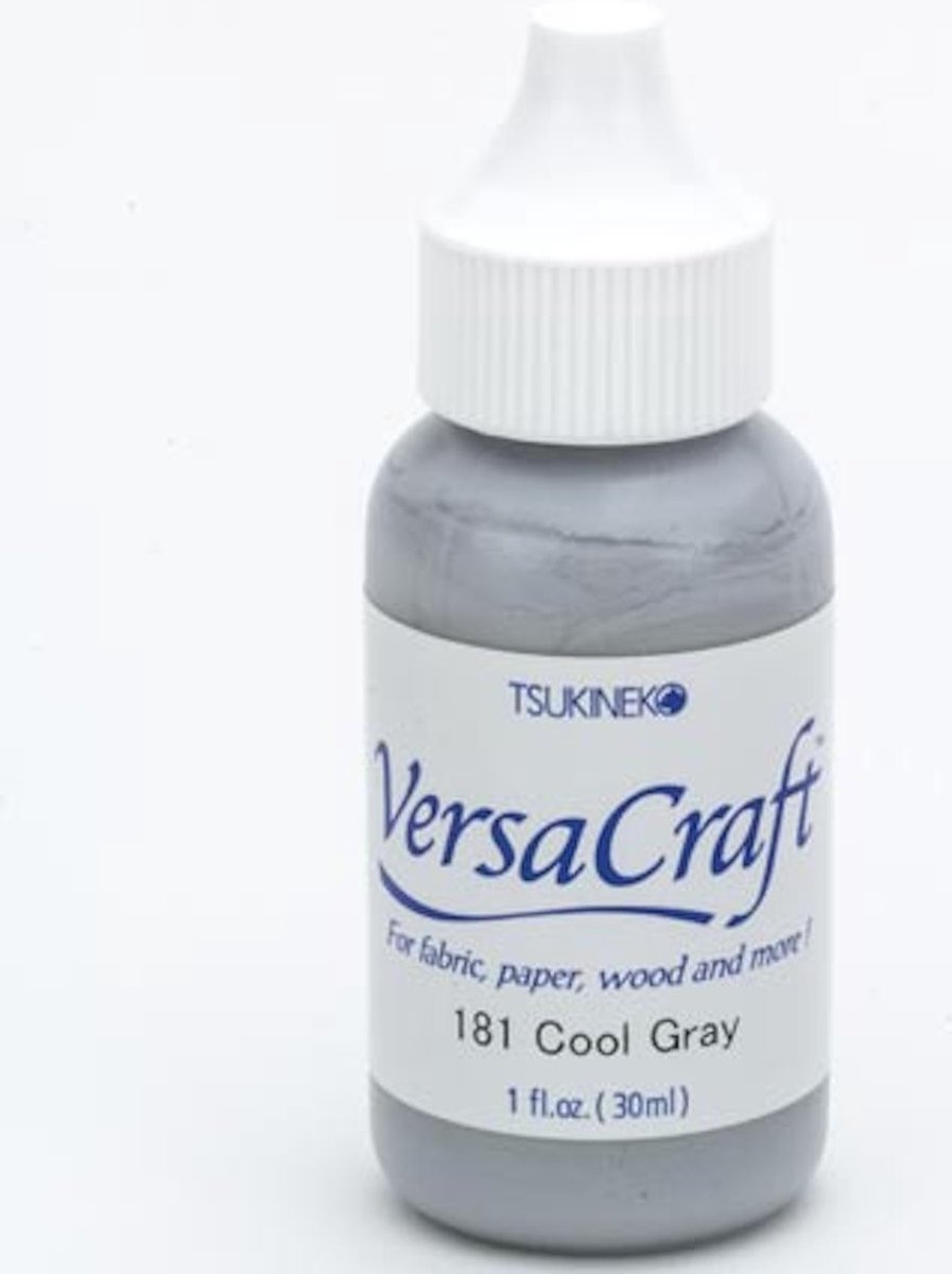  Versacraft cool gray 181 refill - versa craft stempelinkt navul grijs 30 ml. - permanente inkt voor stof, papier, hout en meer