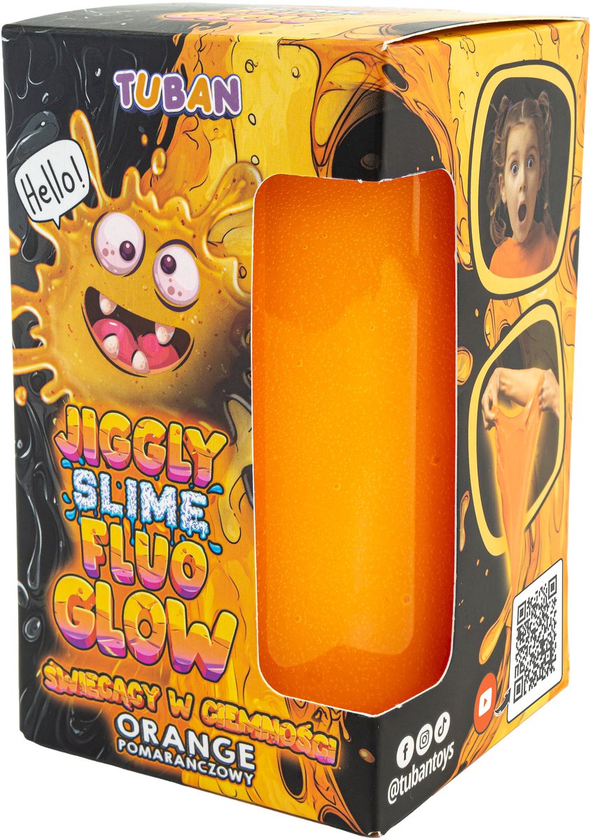 Tuban Jiggly Slime Fluo Glow - Oranje 430 g speelgoed slijm.