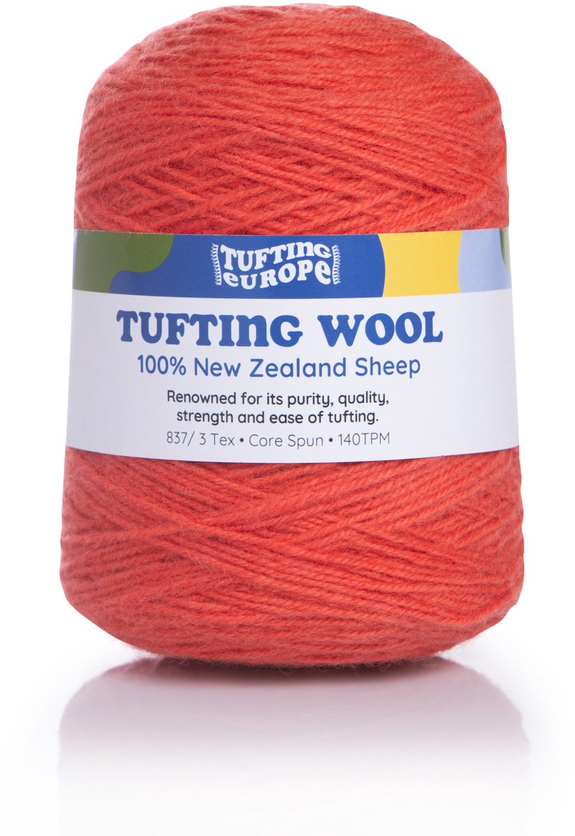 Fluor Rood 500 g Wol Tufting Garen Tufting Yarn - 100% Nieuw-Zeelandse Wol