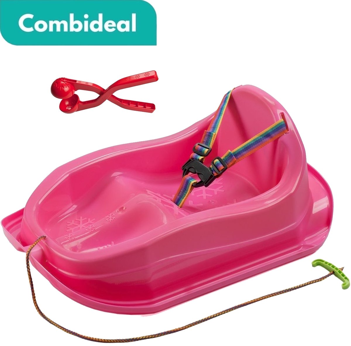 Tuilana ® - COMBIDEAL - Babyslee - Sneeuwslee - Met sneeuwbalknijper – Plastic slee baby / peuter – Roze