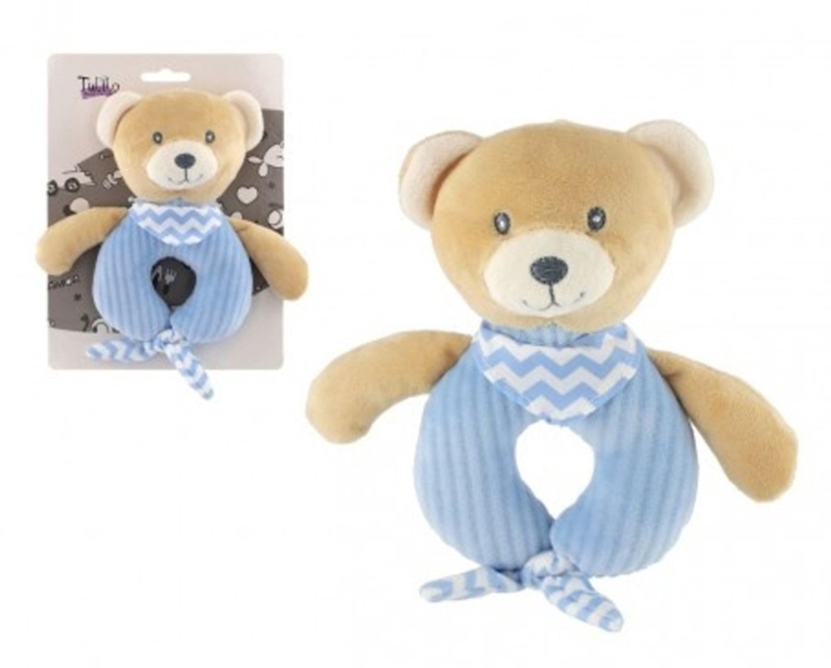 Tulilo baby pluche rammelaar- blauw- beer - 0m+ 0+ maanden