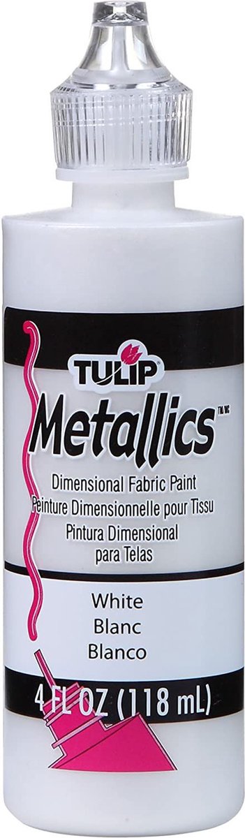 Tulip Dimensionele Stof verf - Metallic White - 118ml