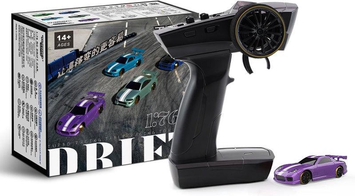 Turbo Racing C61 - Mini RC auto drifter met licht en gyroscoop - 1/76