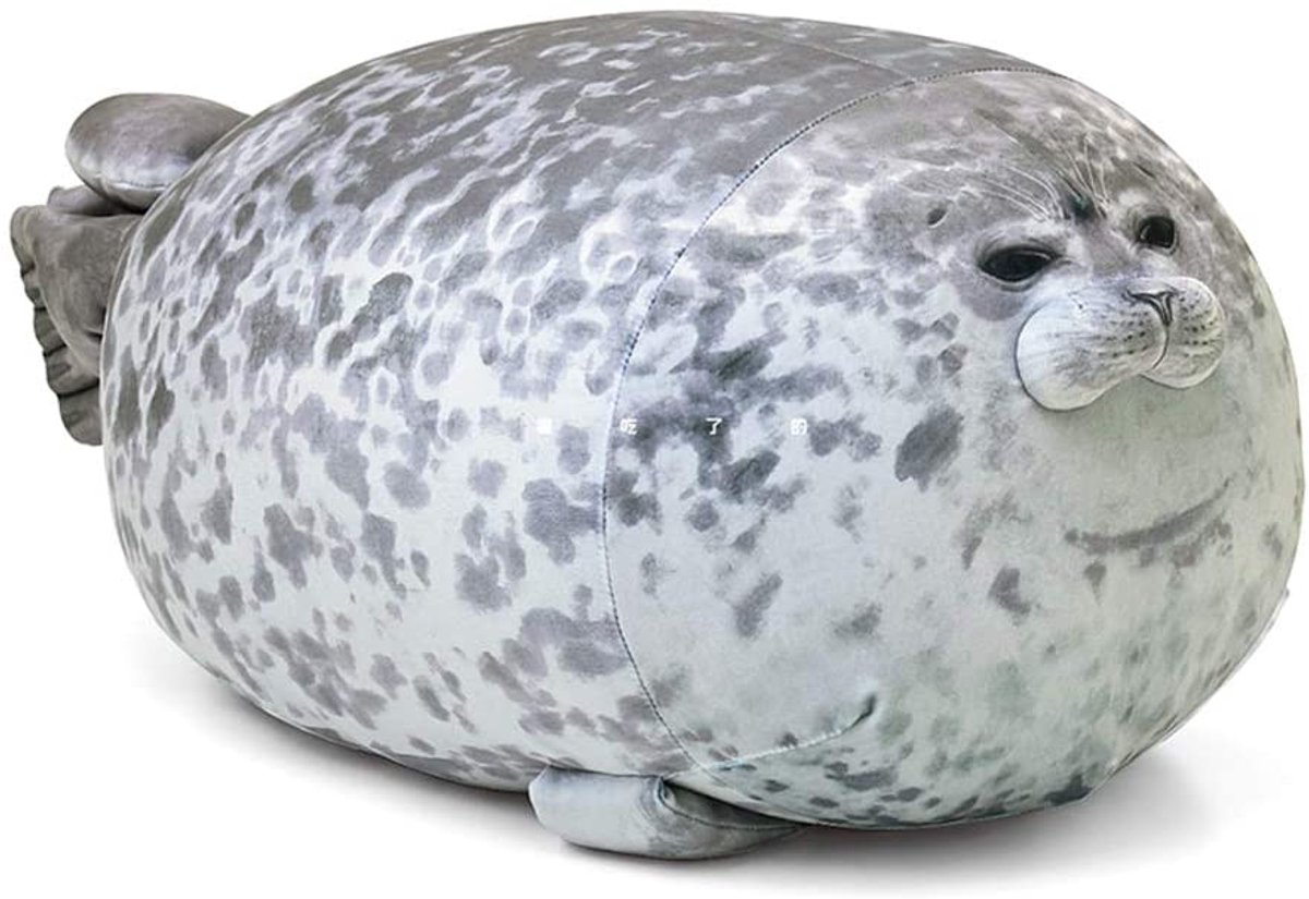 Zeehonden Kussentje Grijs - Chubby Blob Zeehond - 30cm Zachte Knuffel voor Huisdecoratie - 1 st - Kinderkamer Grijstint