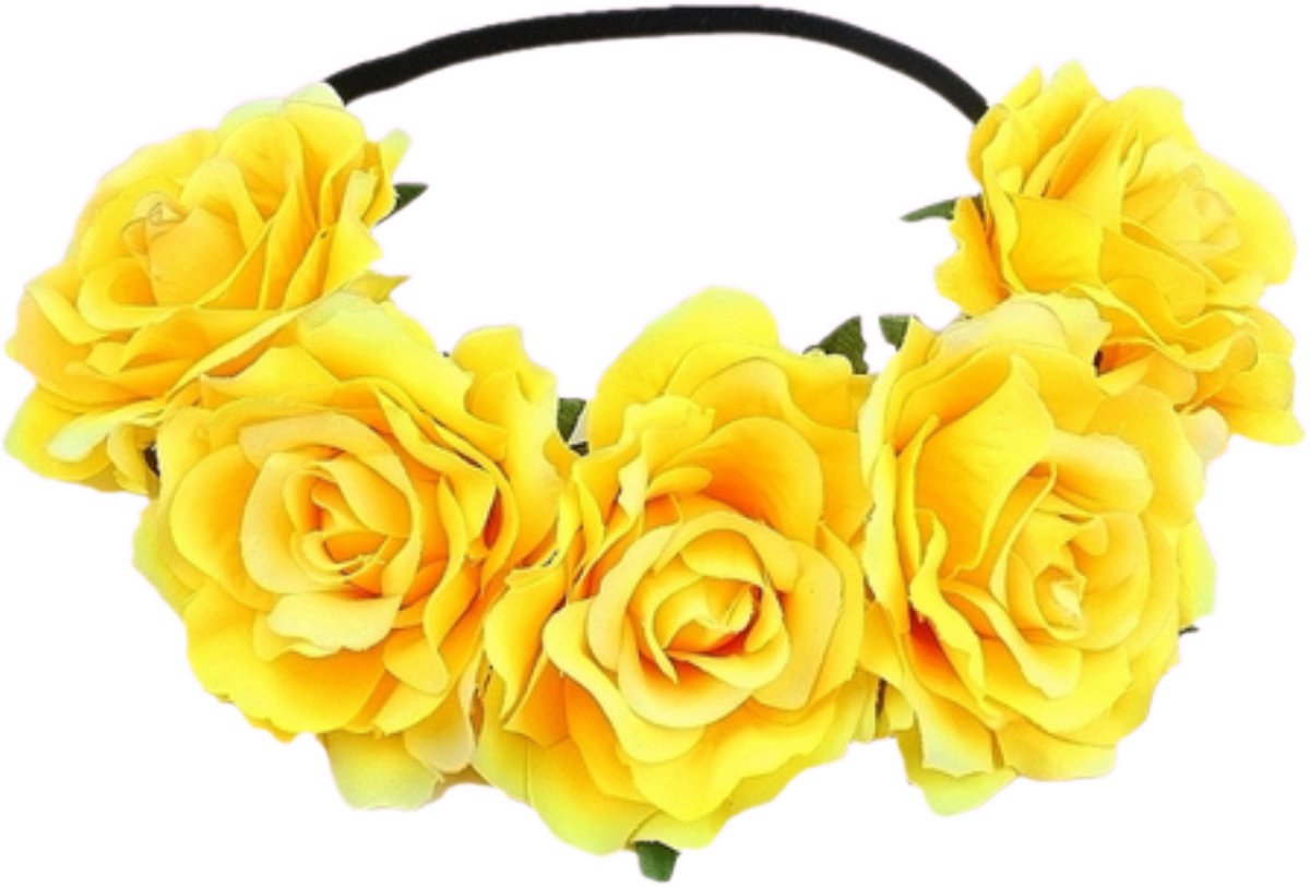 Bloemen haarband geel