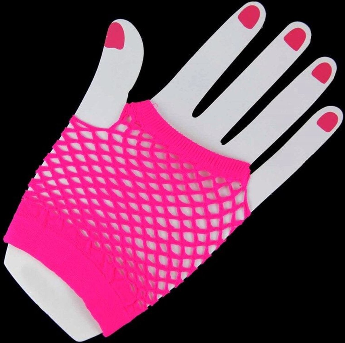 Korte neon net handschoenen Roze
