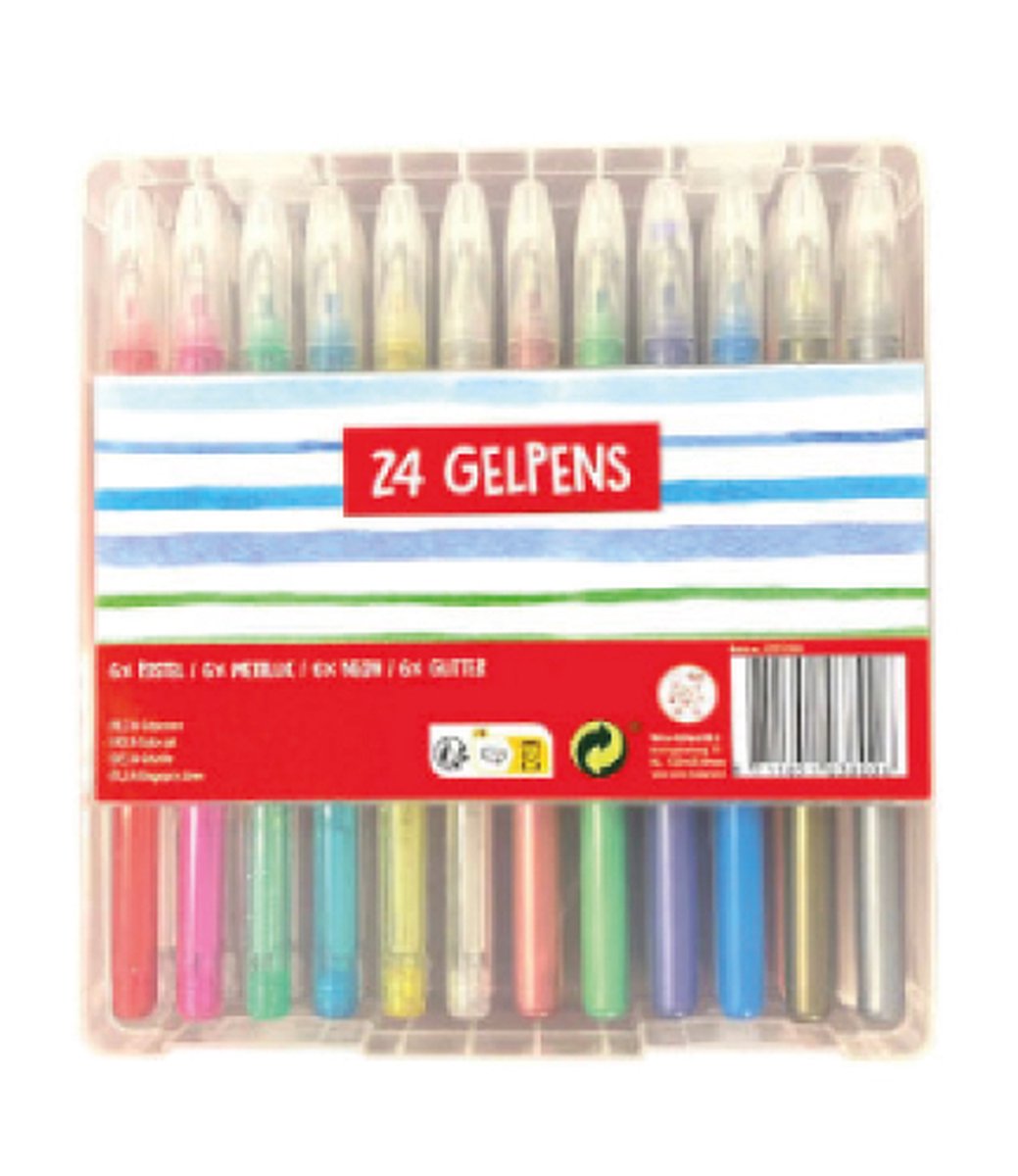 24 stuks Gelpennen regenboog