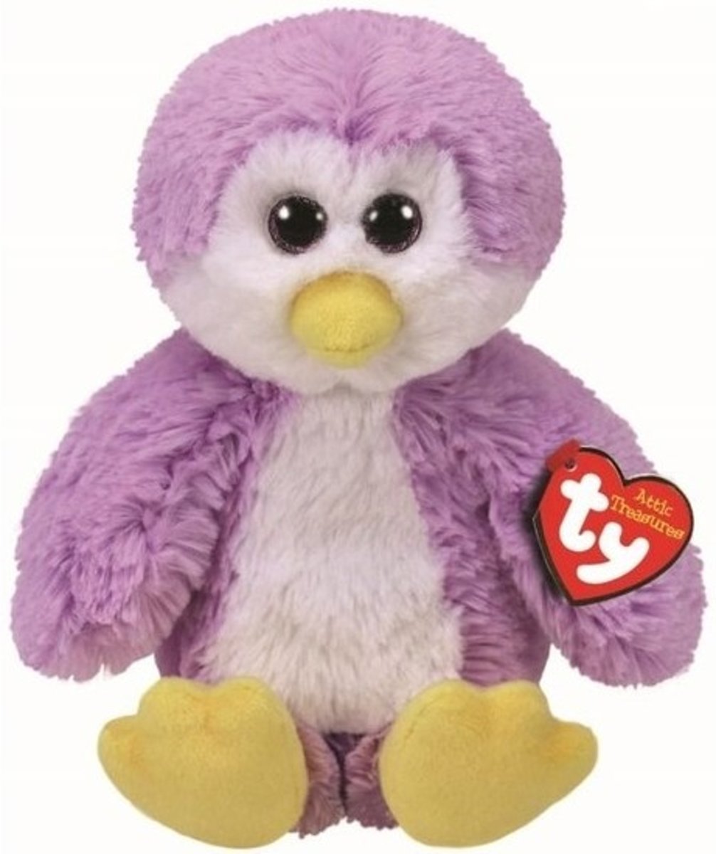 Pluche Ty Beanie paarse pinguin knuffel Gordon 20 cm speelgoed - Pinguin dieren knuffels - Speelgoed voor kinderen