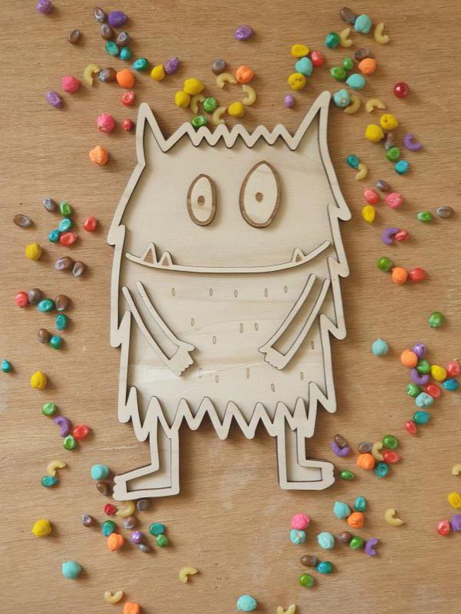 Speelframe Kleurenmonster Blij, Kleuter, School, Speeltray, Vulvorm, Montessori, Open-ended, Emoties,