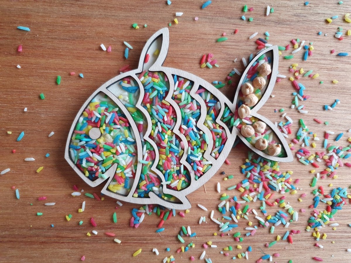 Speelframe voor sensory play - Vis - Speeltray - Speelrijst en sensorybakken - Montessori - Open ended - Sensoryplay