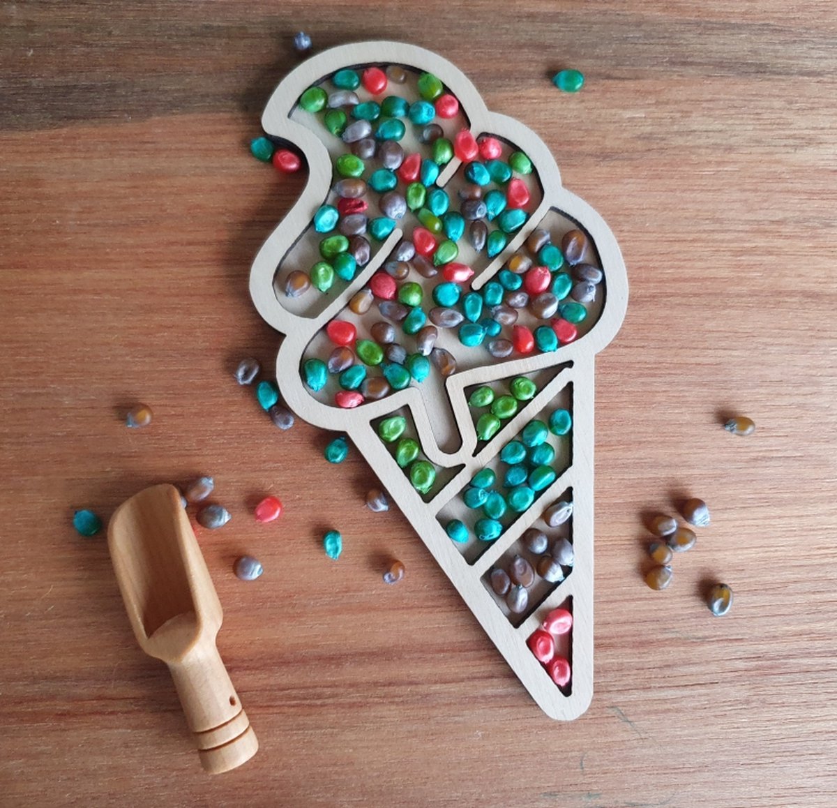 Speelframe voor sensory play - ijsje - Speeltray - Speelrijst en sensorybakken - Montessori - Open ended - Sensoryplay