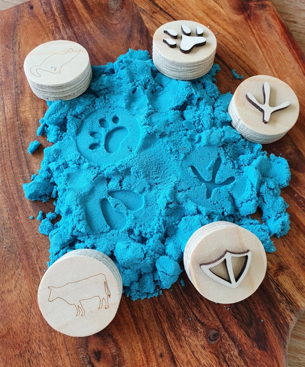 Stempels voor zand en klei - Pootafdrukken - Zandstempel - Kleistempel - Stempelset - Sensoryplay - Stempelen - Stempel van hout