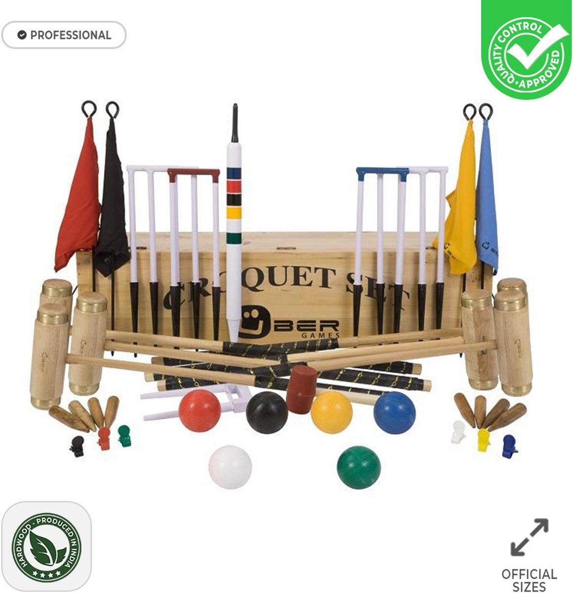 Prachtige 6 persoons Professionele Croquet set - met kist  top kwaliteit