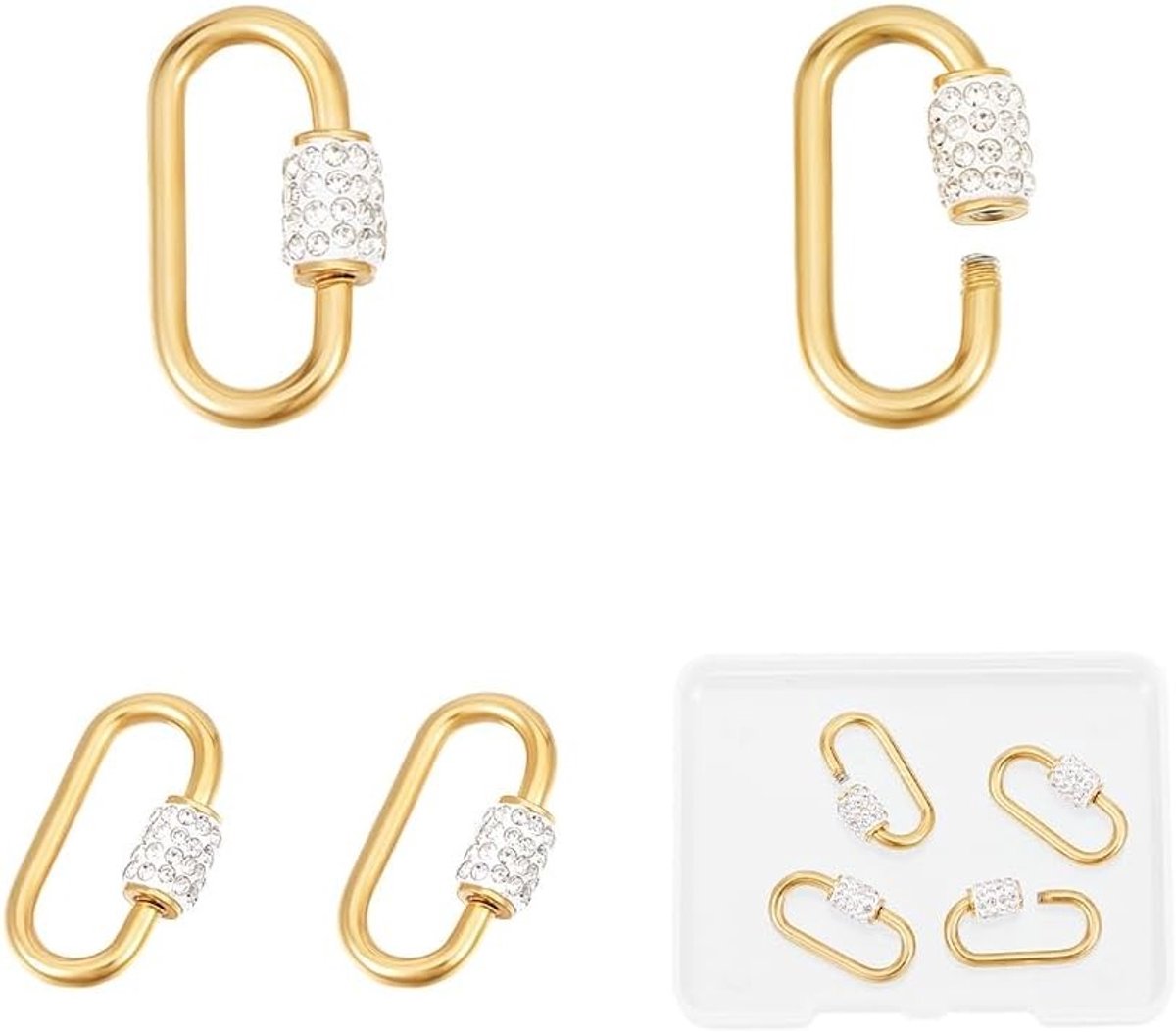 Allecto - Ovale ketting connector - RVS slot - Sterke metalen sluiting - Sleutelkarabijnhaak - DIY sieraden maken - Geschikt voor kettingen - Metaa...