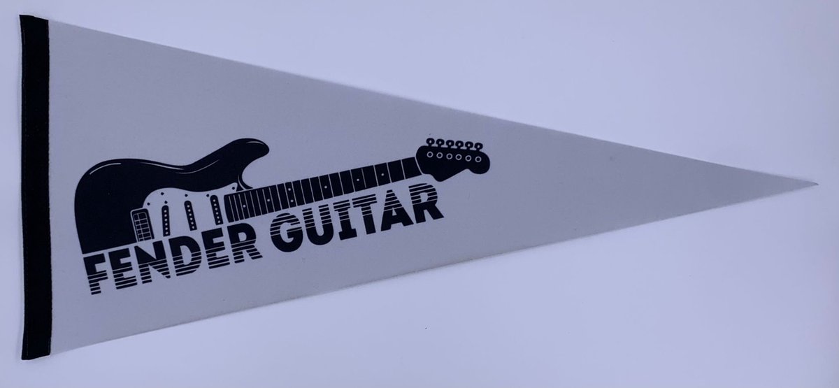Fender - gitaar - gitaar logo - Muziek - Vaantje - Amerikaans - Sportvaantje -   - Vlag - Pennant -  31*72 cm - gitaarlogo wit