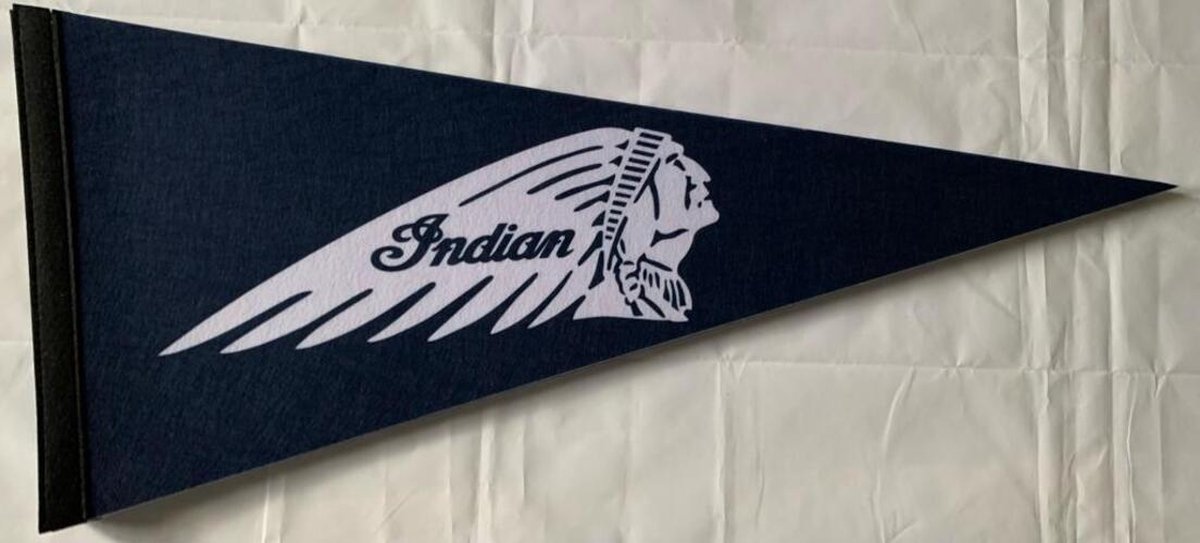 Indian Motorcycles - Blauw - Motoren-  - Motors - Vaantje - Amerikaans - Sportvaantje -   - Vlag - Pennant -  31*72 cm