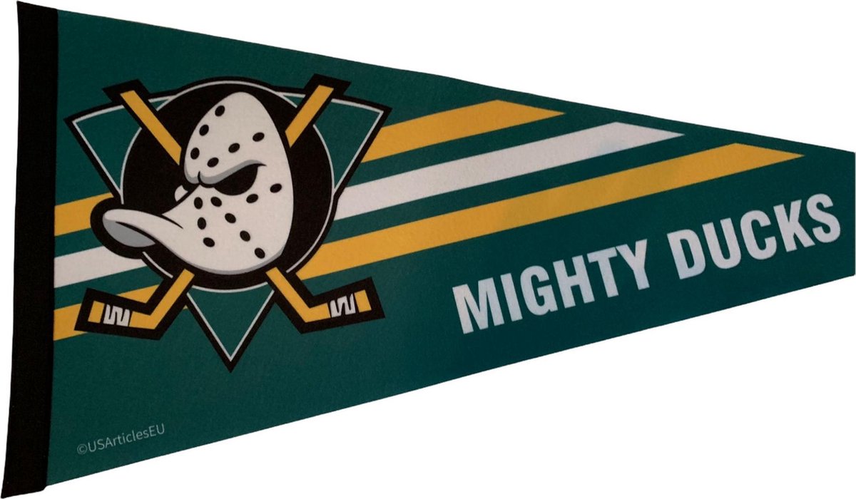   - Anaheim Mighty Ducks - NHL - Vintage - Vaantje - Ijshockey - Hockey - Ice Hockey -  Sportvaantje - Pennant -   - Vlag - Groen/Wit/Geel - 31 x 72 cm