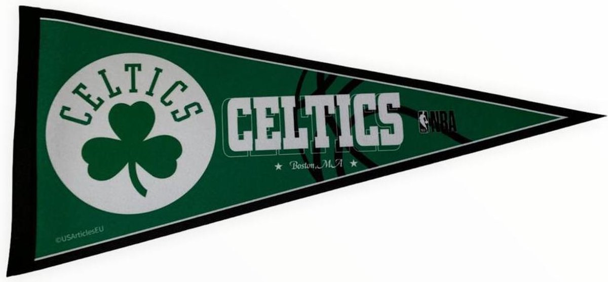 USArticlesEU - Boston Celtics - NBA - Vaantje - Basketball - Sportvaantje - Pennant - Wimpel - Vlag - Groen/Wit - 31 x 72 cm