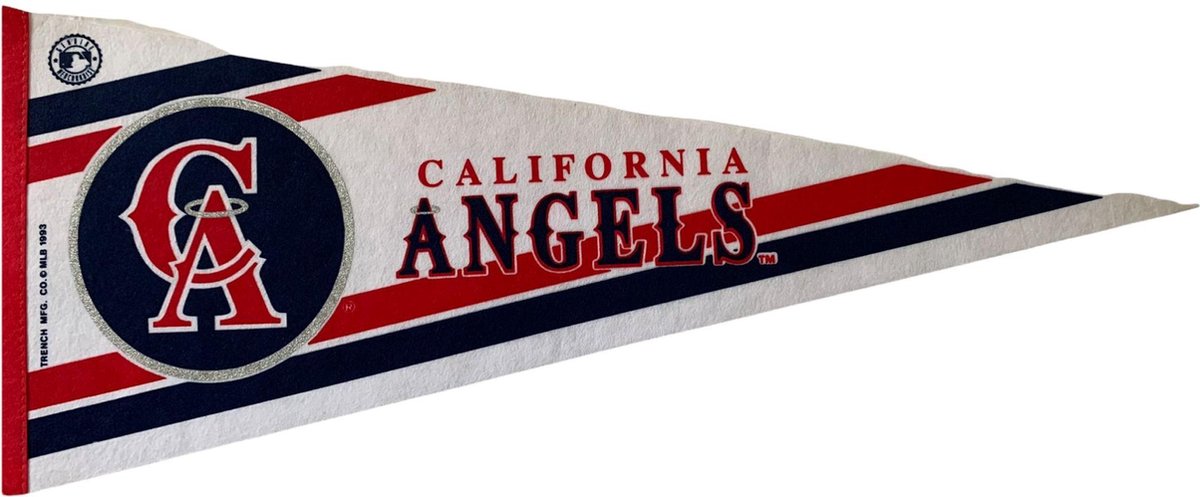   - California Angels - MLB - Vintage - 90s - Vaantje - Baseball - Honkbal -  Sportvaantje - Pennant -   - Vlag - Rood/Wit/Blauw - 31 x 72 cm