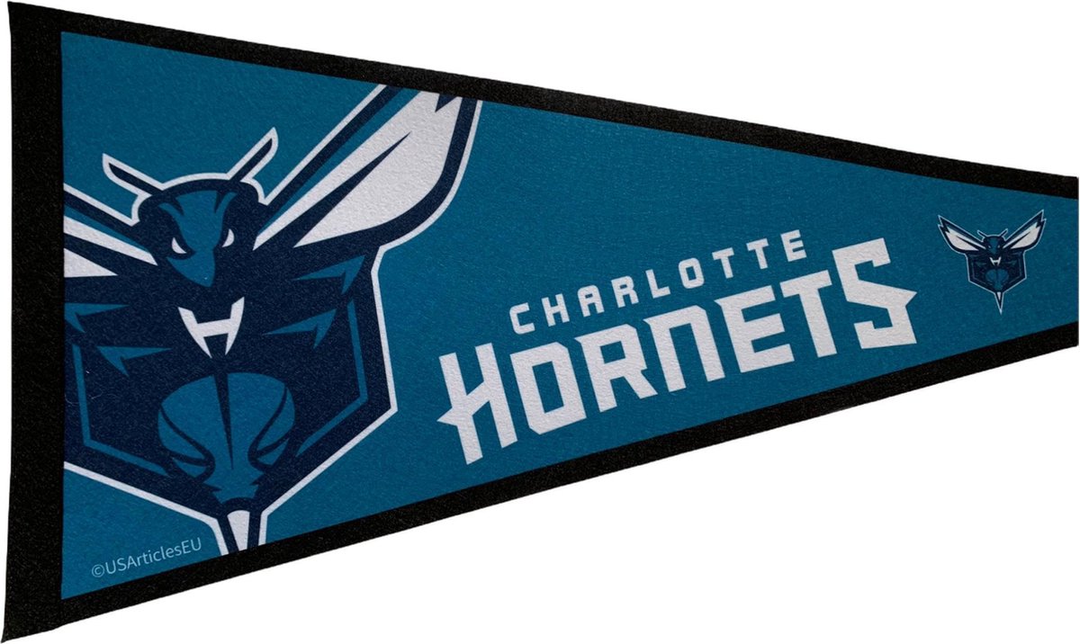   - Charlotte Hornets - NBA - Vaantje - Basketball - Sportvaantje - Pennant -   - Vlag - Wit/Groen/Blauw - 31 x 72 cm