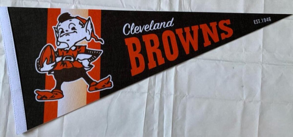   - Cleveland Browns - Brownie - Vintage logo - NFL - Vaantje - American Football - Sportvaantje - Pennant -   - Vlag - 31 x 72 cm