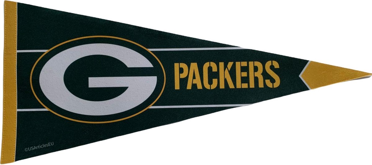   - Green Bay Packers  - NFL - Vaantje -   - Vlag - American Football - Sportvaantje - Pennant - Groen/geel/Wit - 31 x 72 cm