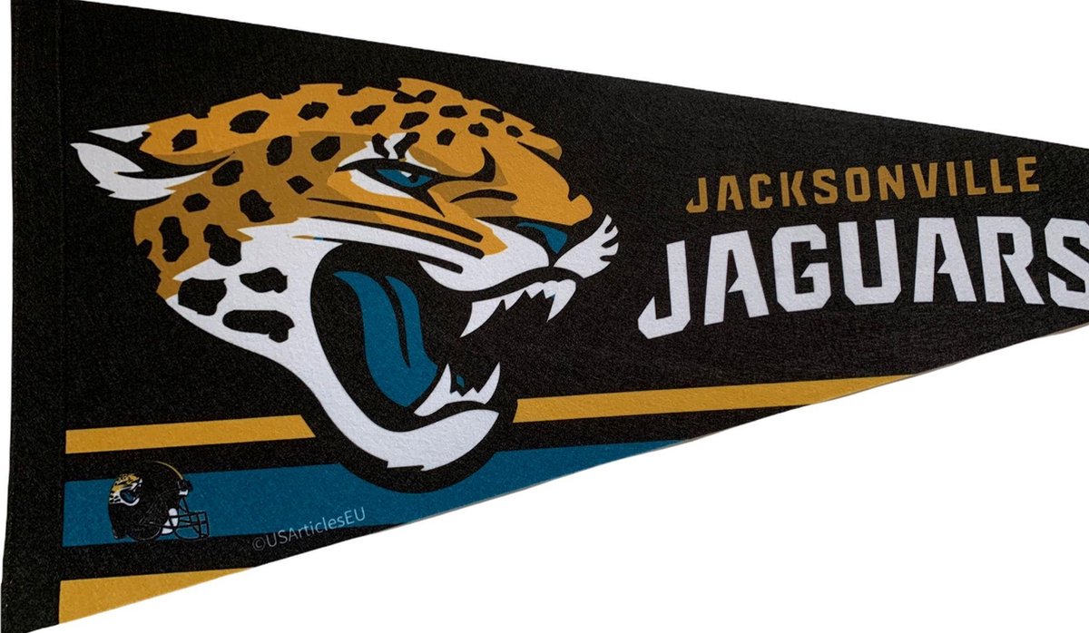   - Jacksonville Jaguars  - NFL - Vaantje -   - Vlag - American Football - Sportvaantje - Pennant - Zwart/Wit - 31 x 72 cm