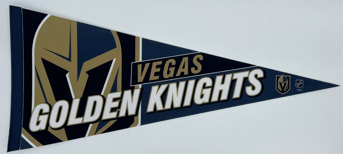   - Las Vegas Golden Knights - NHL - Vaantje - Ijshockey - Hockey - Ice Hockey - Sportvaantje - Pennant -   - Vlag - 31 x 72 cm - big logo knights - Goud - groen - Wit