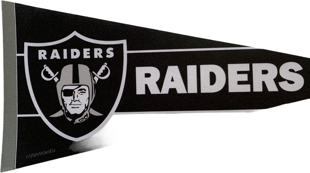   - Las Vegas Raiders - Oakland Raiders - Logo - NFL - Vaantje -   - Vlag - American Football - Sportvaantje - Pennant - Zwart/Wit/Grijs - 31 x 72 cm