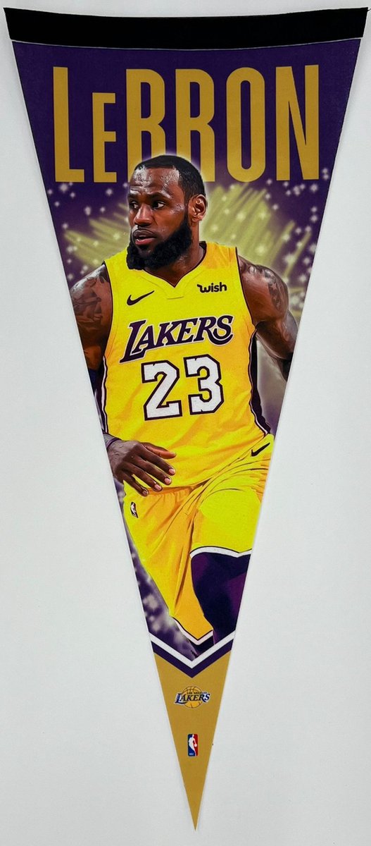   - Lebron James - James - Lebron - Los Angeles Lakers - LA - USA - NBA - Vaantje - Basketball - Sportvaantje - Pennant -   - Vlag - Kobe Bryant - Wit/Geel/Paars - 31 x 72 cm