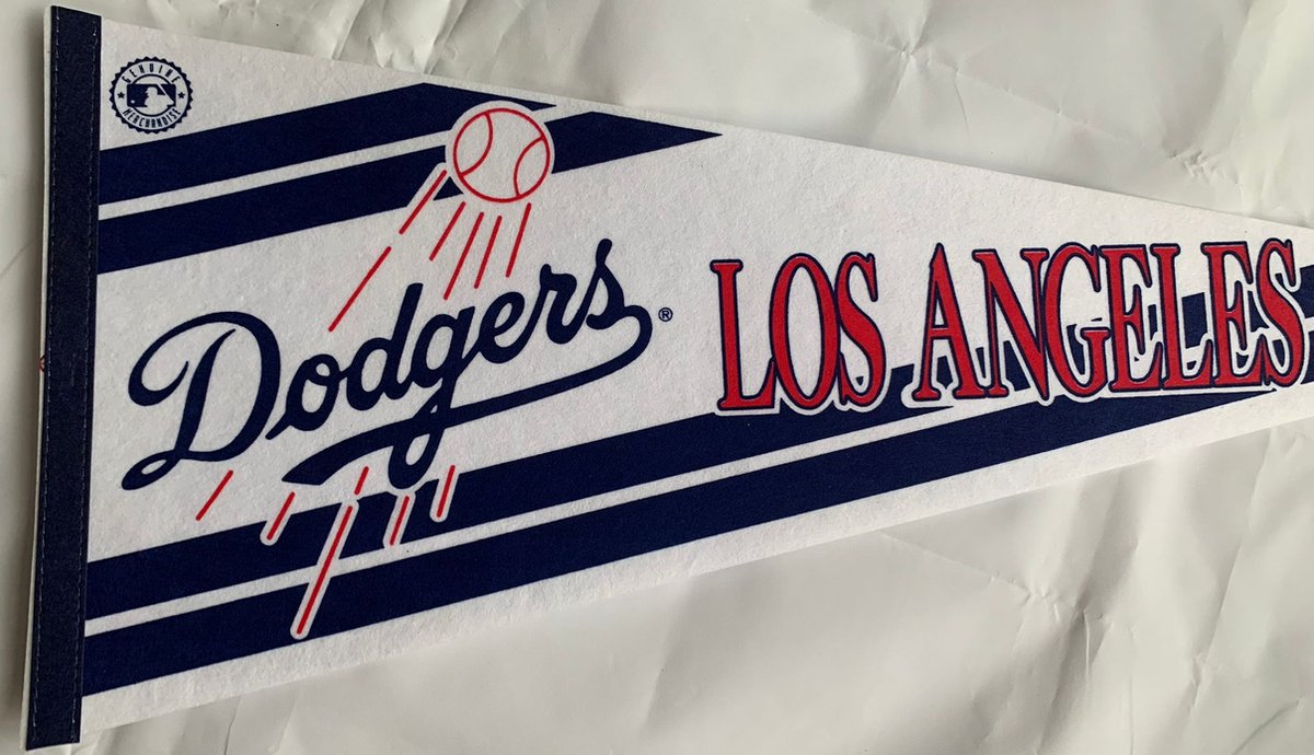   - Los Angeles Dodgers - LA - MLB - vintage Vaantje - Baseball - Honkbal - Sportvaantje -   - Vlag - Pennant - Rood/Wit/Blauw  31 x 72 cm - oud logo