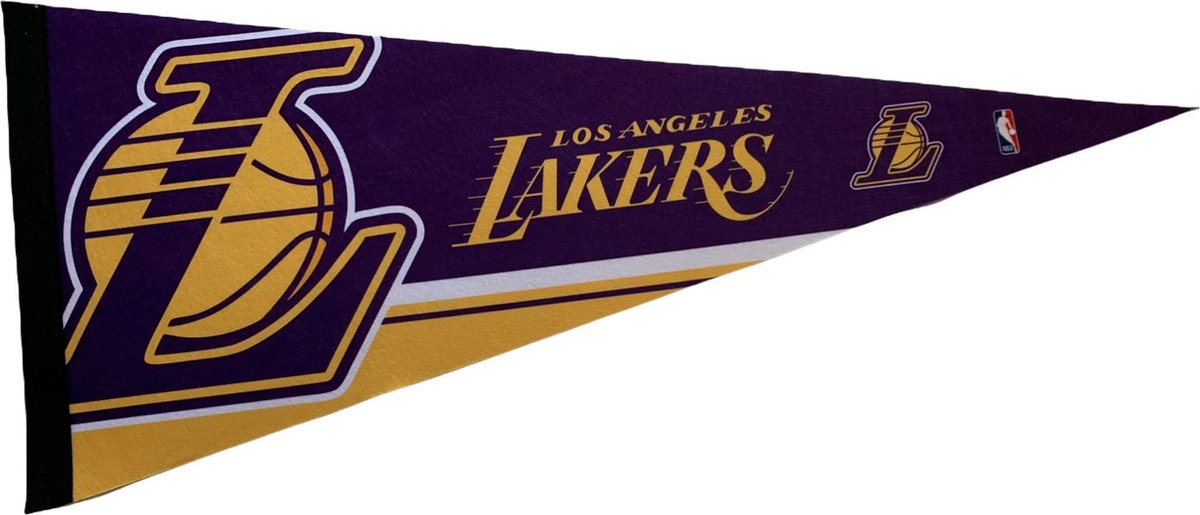   - Los Angeles Lakers - LA - USA - NBA - Vaantje - Basketball - Sportvaantje - Pennant -   - Vlag - Kobe Bryant - Wit/Geel/Paars - 31 x 72 cm