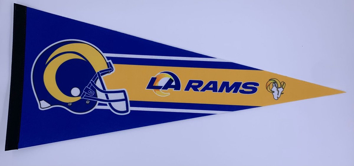   - Los Angeles Rams  - LA - NFL - Vaantje -   - Vlag - American Football - Sportvaantje - Pennant - Blauw/Geel - 31 x 72 cm - Nieuw logo - Logo helm
