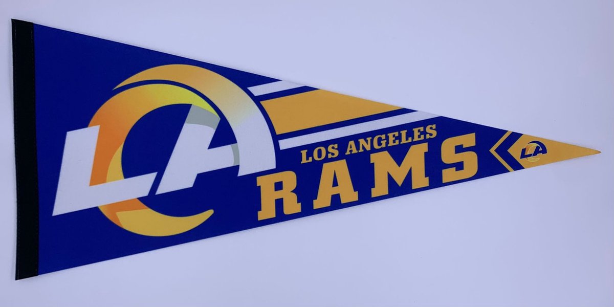 USArticlesEU - Los Angeles Rams  - LA - NFL - Vaantje - Wimpel - Vlag - American Football - Sportvaantje - Pennant - Blauw/Geel - 31 x 72 cm - Nieuw logo