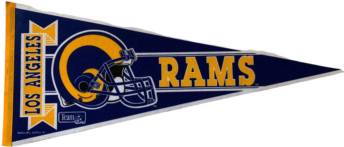   - Los Angeles Rams  - Vintage - NFL - Vaantje - American Football - Sportvaantje - Pennant -   - Vlag - Blauw/Geel - 31 x 72 cm