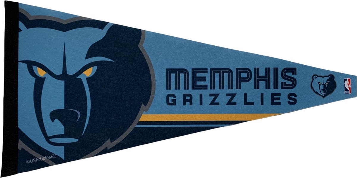   - Memphis Grizzlies - NBA - Vaantje - Basketball - Sportvaantje - Pennant -   - Vlag - Blauw/Geel - 31 x 72 cm