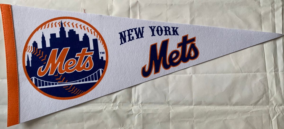   - New York Mets - NY Mets - MLB - Vaantje - Baseball - Honkbal - Sportvaantje - Pennant -   - Vlag - 31 x 72 cm - White Mets