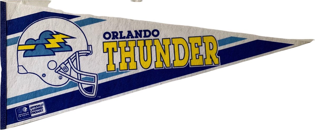   - Orlando Thunder  - Vintage - NFL - Vaantje - American Football - Sportvaantje - Pennant -   - Vlag - Wit/Blauw/Geel - 31 x 72 cm